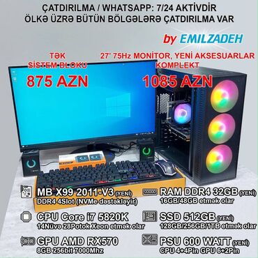 Digər kompüter aksesuarları: Masaüstü Kompüter "DDR4 SMini ATX 340-14 X99/Core i7 5820K/32GB