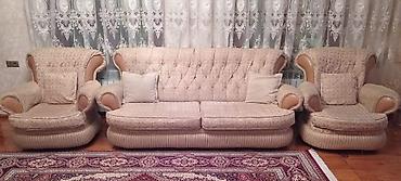 divan kreslo ustu: Klassik üslubda yumşaq mebel dəsti - Komplekt: 1 üçnəfərlik divan + 2 — 1