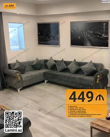 Диваны: Künc divan – model Kod: 2547 - Ölçülər: 280 × 200 sm - Mexanizm — 1