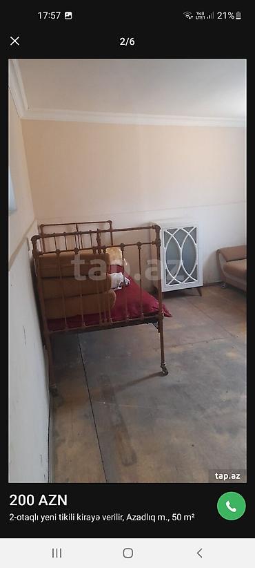 Аренда квартир: Kirayə verilir: 2 otaqlı mənzil, Azadlıq metrosu yaxınlığı, 50 m² - — 3