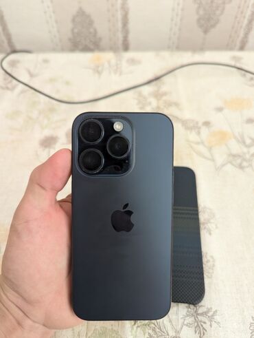 apple notebook цена: IPhone 15 Pro, Колдонулган, 256 ГБ, Blue Titanium, Заряддоочу түзүлүш, Каптама, Куту, 87 %