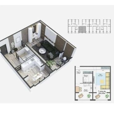 в аренду с последующим выкупом: 1 бөлмө, 45 кв. м, Элитка, 2 кабат, ПСО (өзү оңдоп түзөтүп бүтүү үчүн)