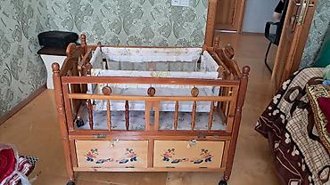 lay lay matras: Taxta uşaq beşiyi - Material: təbii ağac karkas, laklı səth - Ölçü — 3