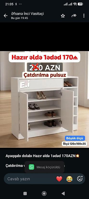 *Ayaqqabı dolabı Hazır əldə 1ədəd 170AZN💥* *Çatdırılma və lalafo.az -da *Ayaqqabı dolabı Hazır əldə 1ədəd 170AZN💥* *Çatdırılma və