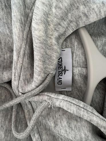ston island: Толстовка Stone Island с капюшоном, серый меланж. - Модель: худи с — 4
