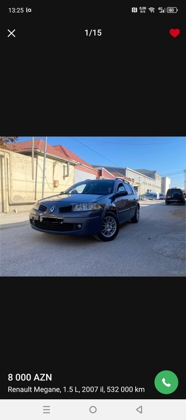 taksi ucun avtomobil: Renault Megane: 1.5 л | 2007 г. 250000 км Седан