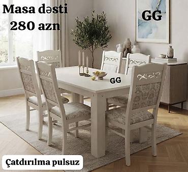 Masa dəsti – 280 AZN - Klassik üslubda 1 ədəd masa və 6 ədəd stuldan