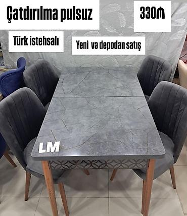 masa ve stullar: Yeni, Açılmayan, Dördbucaq masa, 4 stul — 1