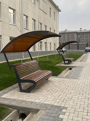 пластин: Скамейка Металл, Со спинкой, С крышей — 2