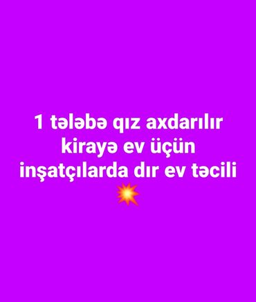 neftcilerde kiraye: Inşatçılarda kirayə də qalmağ üçün tələbə qız axtarılır təcilir