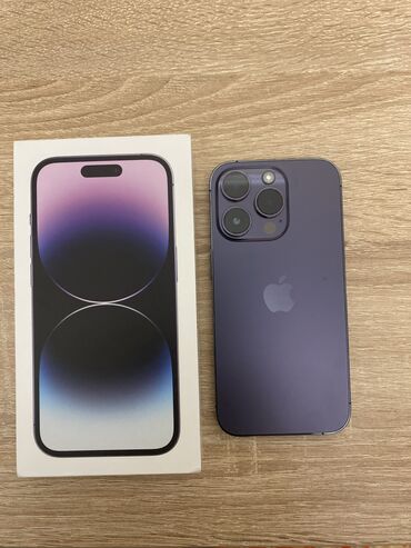 продаю айфон 14: IPhone 14 Pro, Б/у, 256 ГБ, Deep Purple, Коробка, 88 %