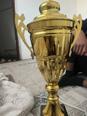 железные шкафы для офиса: Кубок наградной с крышкой - Материал: металл с золотистым глянцевым