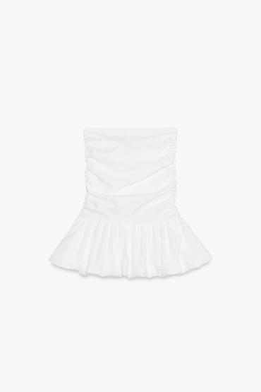 майка зара: Абсолютно новый белый женский топ Zara без бретелек с присборенным — 3