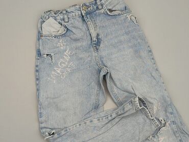 czarne jeansy high waist: Spodnie jeansowe, Zara, 12 lat, 152, stan - Idealny