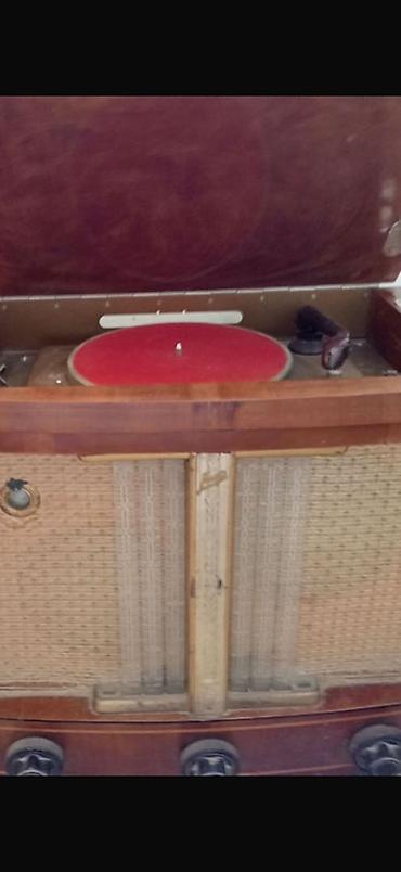 radio usb bluetooth: Vintage mebel tipli radio-grammofon (radiola) - Korpus: laklı taxta — 3