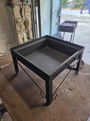 барбекю мангал: Metal manqal/sac sobası - Kvadrat formalı, qalın metal gövdə - Dərin — 2