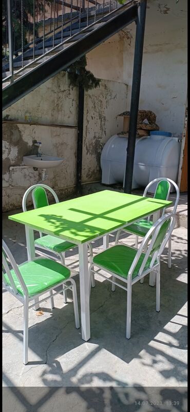 стол из дсп: Для кухни, Для гостиной, Новый, Нераскладной, Прямоугольный стол, 4 стула, Азербайджан
