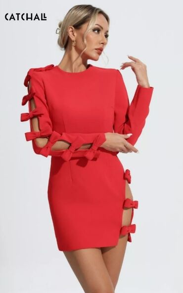 haljine zara rs: XS (EU 34), color - Red, Cocktail, Long sleeves