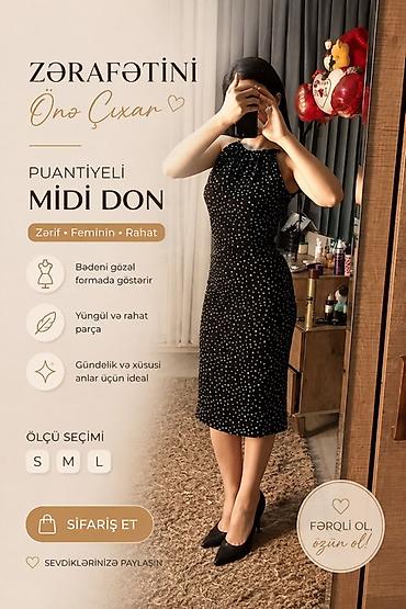 ucuz don: Puantiyeli Midi Don - Zərif, feminin və rahat üslub - Bədəni gözəl — 1