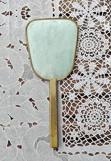 Stilska ogledala: Starinsko ručno ogledalo MESING elegantan retro detalj 30cm. Prelepo — 2