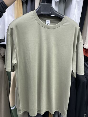 мужской футболки: Футболка, Оверсайз, Solid print, Жибек, Туркия