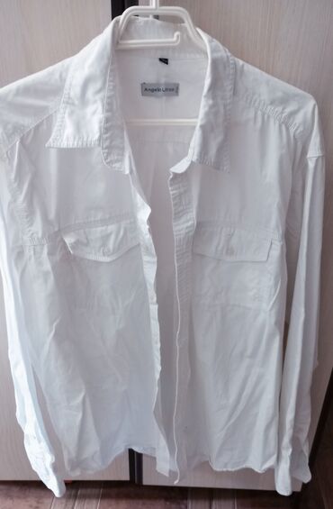 kosulje od satena zenske: Shirt Long sleeves, XL (EU 54), color - White, Cotton