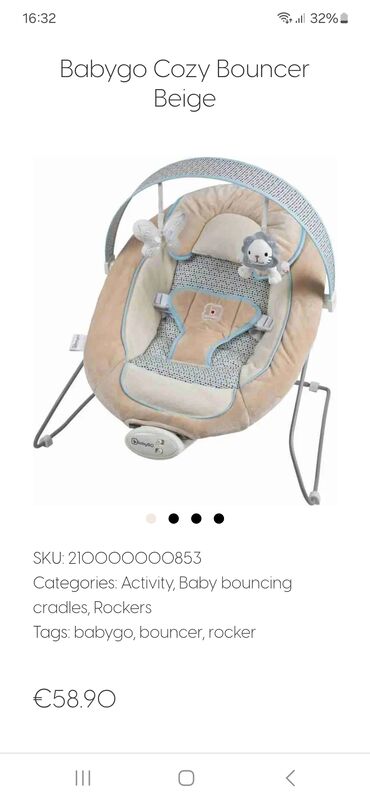 bebi skafanderi: Babygo Cozy Bouncer, njihalica za bebe kupljena u Nemačkoj. Malo