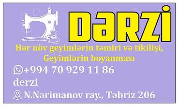 derzi iş elanlari: Dərzi xanım Atlyaya Tələb olunur Atlyayada yalnız xanım Dərziler — 1