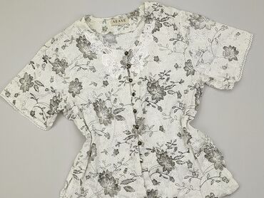 białe bluzki w kwiaty: Bluzka Damska, L, stan - Dobry