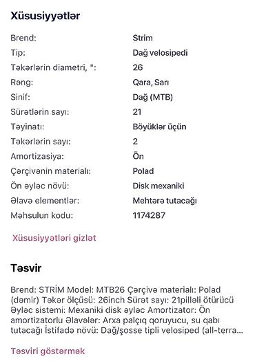 velo strim: Strim MTB26 dağ velosipedi – 26" - Brend: Strim - Tip: Dağ (MTB) — 2