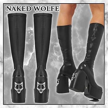 Çəkmələr: Platformalı çəkmələr - Rəng: qara - Material: hamar eko‑dəri — 9