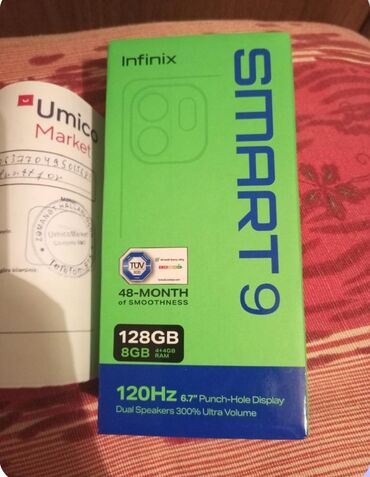 купить телефон в азербайджане: Infinix Smart 9 HD, 128 GB, rəng - Qara, Zəmanət, Sensor, Sənədlərlə
