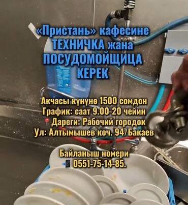 вакансия администратор в клинику: Талап кылынат Идиш жуучу, Төлөм Күнүмдүк