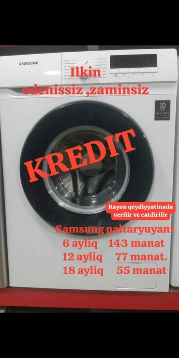 kredit masinlar ilkin odenis 1000 azn: Paltaryuyan maşın Samsung, 7 kq, Yeni, Avtomat, Kredit var, Pulsuz çatdırılma