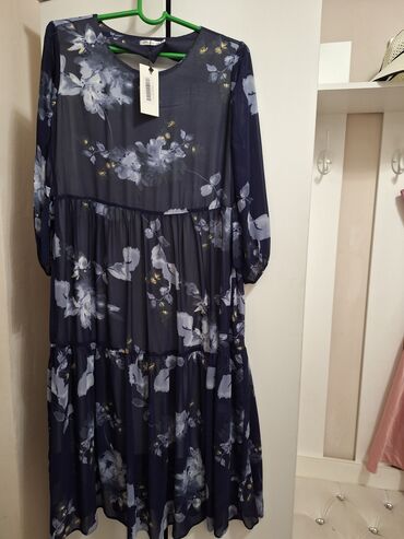 Повседневные платья: Повседневное платье, Made in KG, Длинная модель, Шифон, 2XL (EU 44)