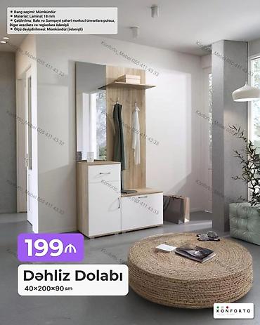 Mebel: Dəhliz dolabı – 40×200×90 sm - Material: 18 mm laminat - Rəng seçimi — 1