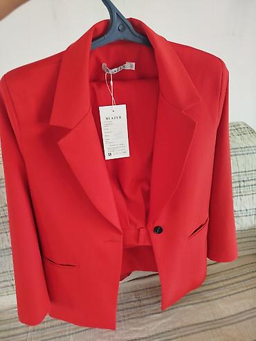 жаны жылдык кийимдер: Женский жакет Blazer Fashion, ярко-красный. - Классический — 5