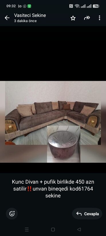 Yataq otağı dəstləri: Künc divan