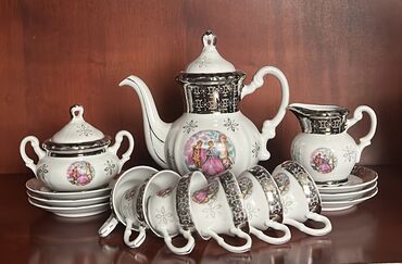 набор художника: Çay dəsti, rəng - Ağ, Farfor, Madonna, 6 nəfərlik, Almaniya