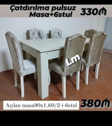 Masa və oturacaq dəstləri: Qonaq otağı üçün, Yeni, Açılmayan, Dördbucaq masa, 6 stul -da lalafo.az — 3 Masa və oturacaq dəstləri: Qonaq otağı üçün, Yeni, Açılmayan, Dördbucaq masa, 6 stul — 3