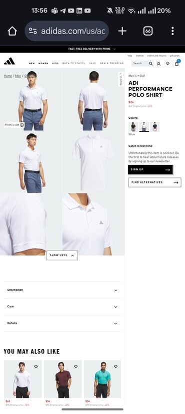 продажа бу вещей: Polo köynək, Adidas, M (EU 38), rəng - Ağ