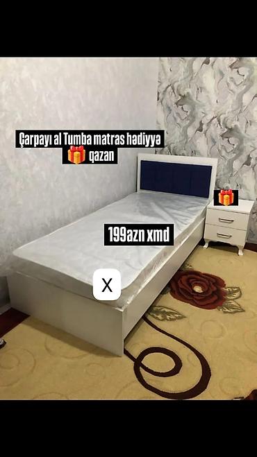 Tək nəfərlik çarpayı dəsti - Rəng: ağ gövdə, tünd mavi yumşaq başlıq