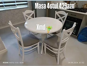 stol stul metbex ucun: Mətbəx üçün, Yeni, Yumru masa, 4 stul — 1