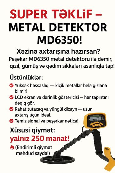 купить готовый бизнес в баку: Metal detektor MD6350 Peşəkar metal axtaran cihaz – dəmir, qızıl