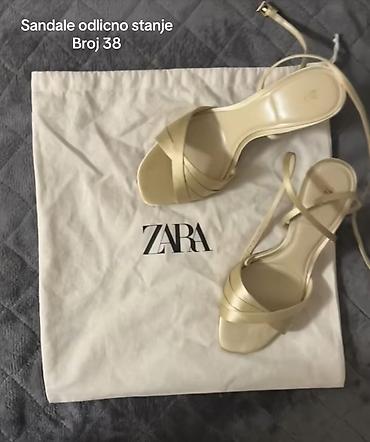 ZARA ženske sandale, broj 38. Elegantan model u bež/šampanj nijansi sa — 2