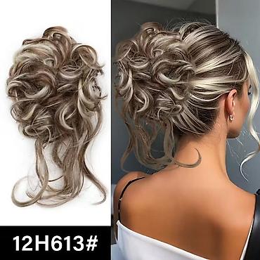 Perike i klipse: Naziv: Umetak/punđa od sintetičke kose – kovrdžava, brza frizura — 1
