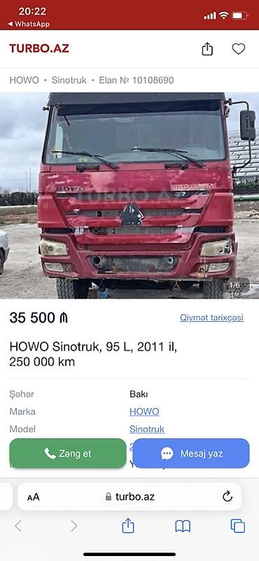Транспорт: HOWO Sinotruk yük avtomobili - Marka/model: HOWO Sinotruk - İl — 1