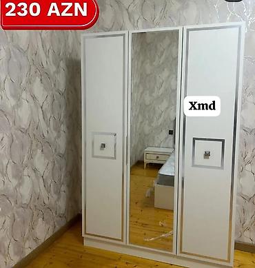 skaf: Dördkapılı paltar şkafı – güzgülü model - Rənglər: ağ-qızılı — 7