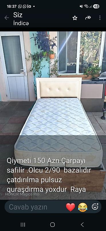 Çarpayı və döşək dəsti - Ölçü: 90×200 sm - Bazalı model – alt hissədə lalafo.az -da Çarpayı və döşək dəsti - Ölçü: 90×200 sm - Bazalı model – alt hissədə