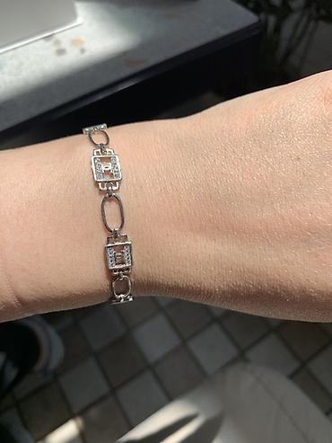 Серебряные браслеты: Браслет из серебра 925 пробы с декоративными вставками - Материал — 2